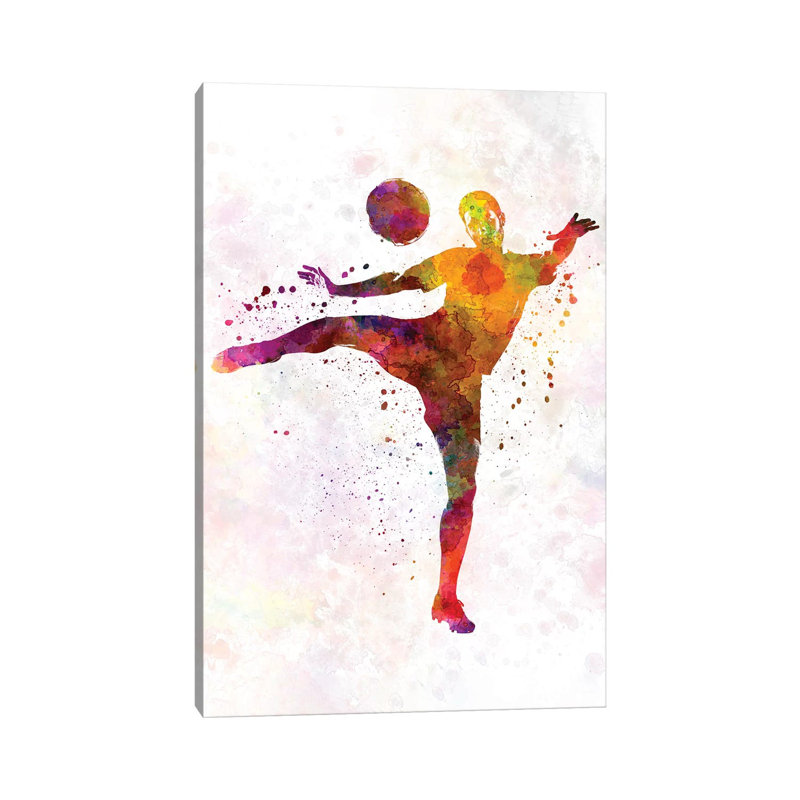 Man Soccer Football Player VII by Paul Rommer - Wrapped Canvas Painting, 66.04 cm H x 45.72 cm W x 3.175 cm D
