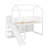Twin Size Wood House Loft Bed With Slide, Storage Shelves And Light, Climbing Ramp-135950759