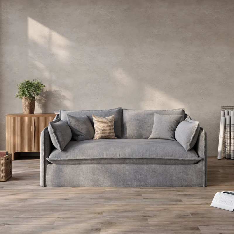 Canapé Luna-Beige avec housses amovibles, Gris, H 35 po x l 75,4 po x P 40,2 po