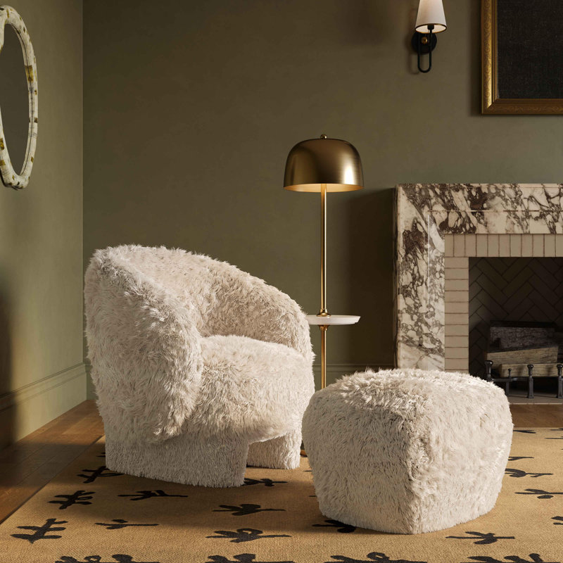 Natural Vegan Shearling Accent Chair, Naturel