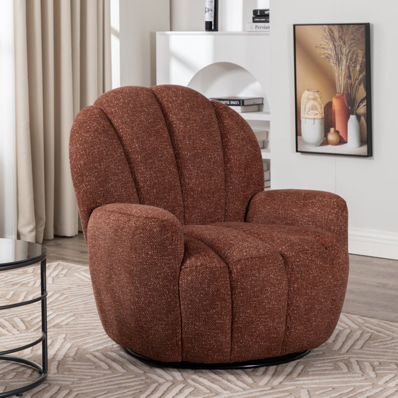 Broderic Petal Tufted Swivel Armchair, Orange