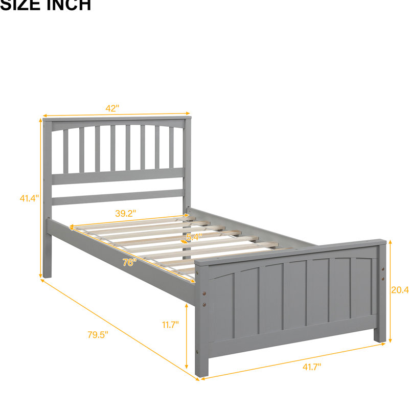Lit plateforme classique en bois gris pour lit de chambre intemporel gris offrant un excellent soutien