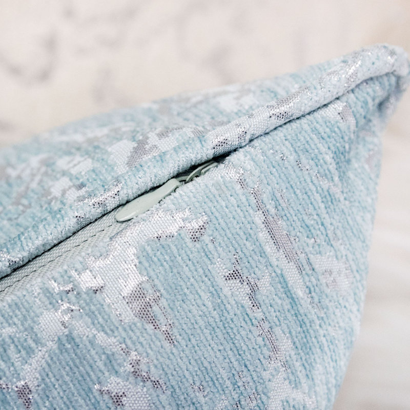 Damask Chenille Throw Pillow, Sea Green