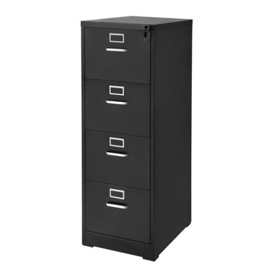 Classeur vertical en métal 4 tiroirs avec serrure, classeur en acier robuste pour bureau personnel, noir