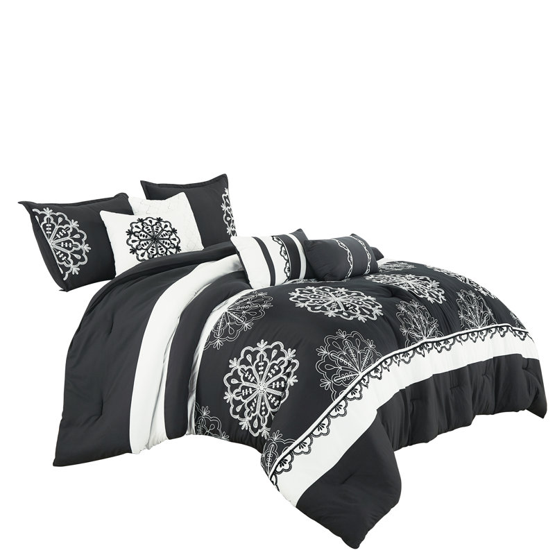 Channel Damask Comforter, King Comforter  + 6 Additional Pieces