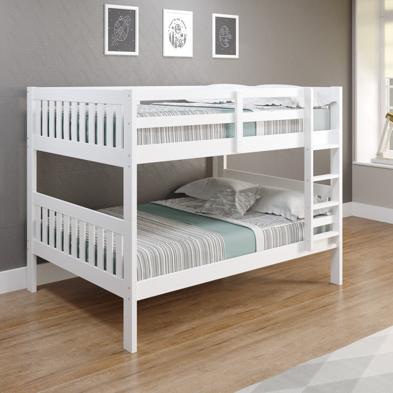 Lit superposé standard en bois massif Bribie par Harriet Bee, Double sur double, Blanc