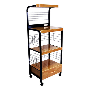 59.5" Tall 3-Tier Microwave Kitchen Cart With Drawer And Outlet(No Include Stool) by 17 Stories