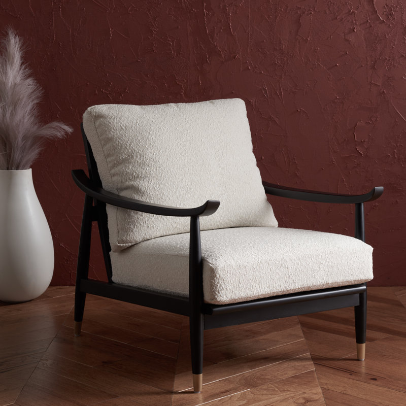 Kiara Mid-Century Black & White Checkered Linen Accent Chair