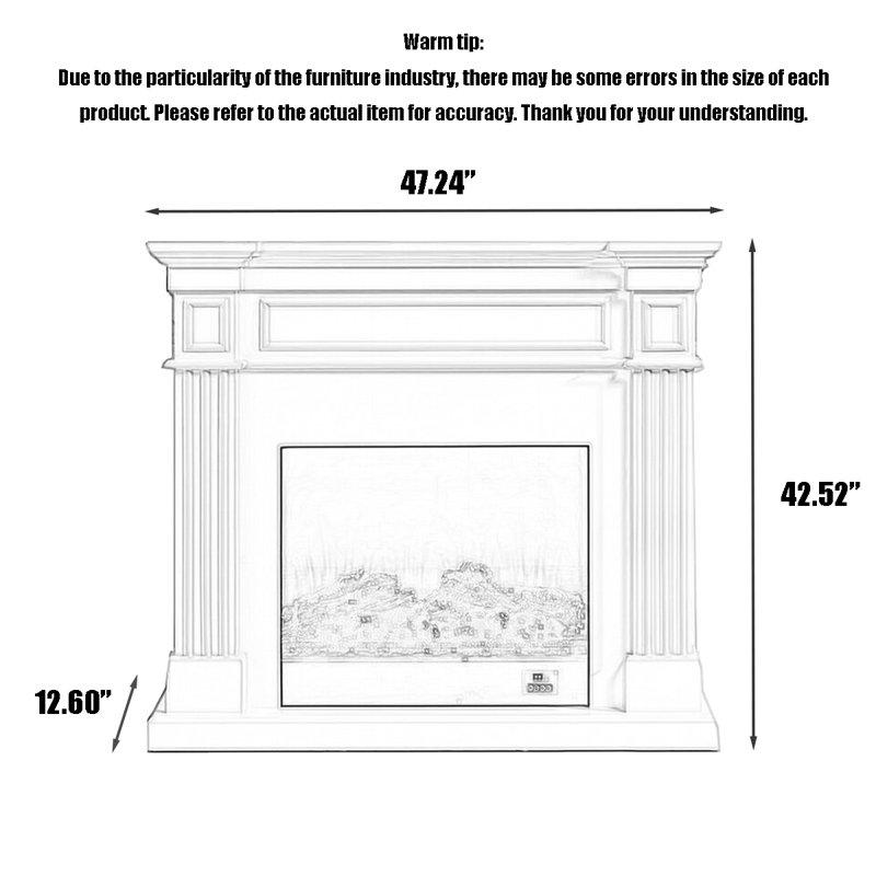 European-style electric decorative fireplace core with simulated fire, Brown