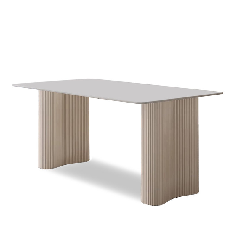 Bureau de style crème à plaque de roche, 29.53" H x 62.99" W x 31.5" D