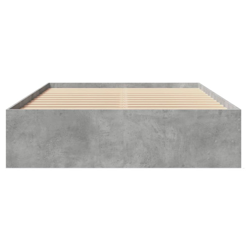 Vidaxl Bed Frame Without Mattress Engineered Wood, Double (4'6), Concrete Grey