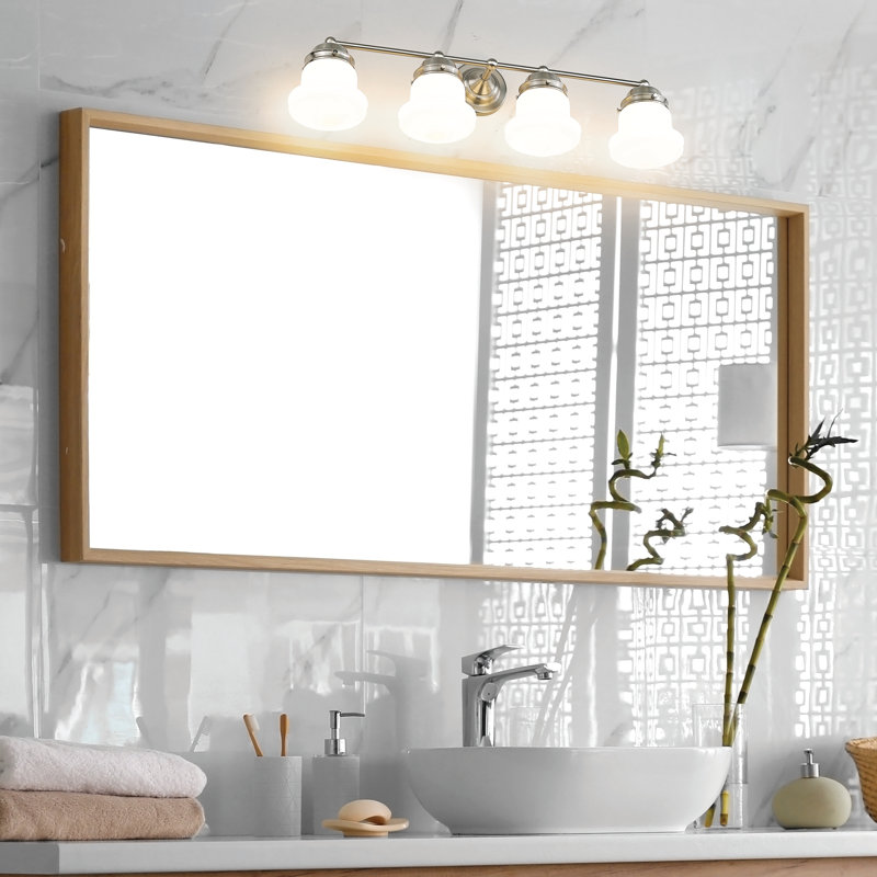 Meuble-lavabo 4 lumières Brener en nickel brossé, Nickel brossé