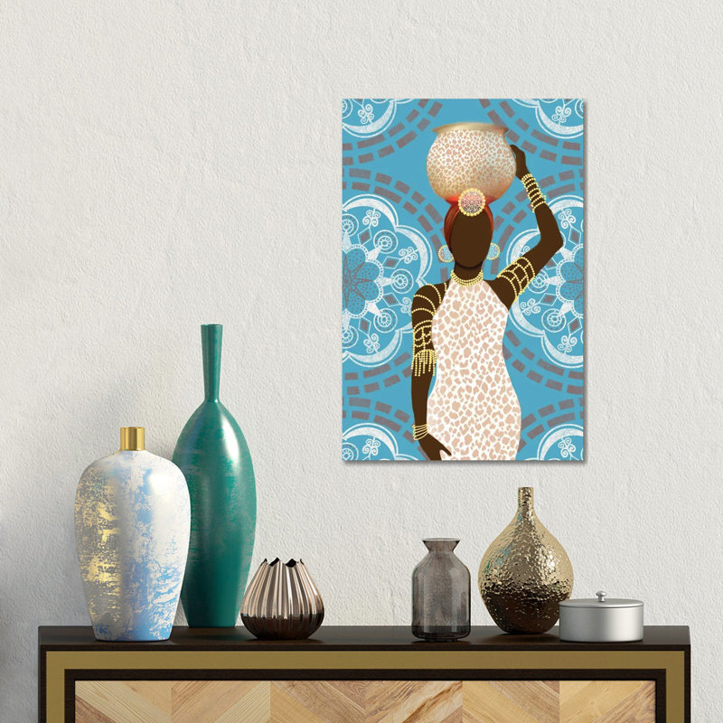 Woman Mandala Leopard Print Teal by Matthew Piotrowicz - Gallery-Wrapped Canvas Giclée on Canvas, 30.48 cm H x 45.72 cm W