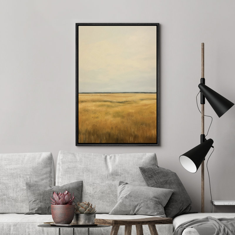Illustration de paysage champêtre jaune, Noir, H 24 po x l 16 po