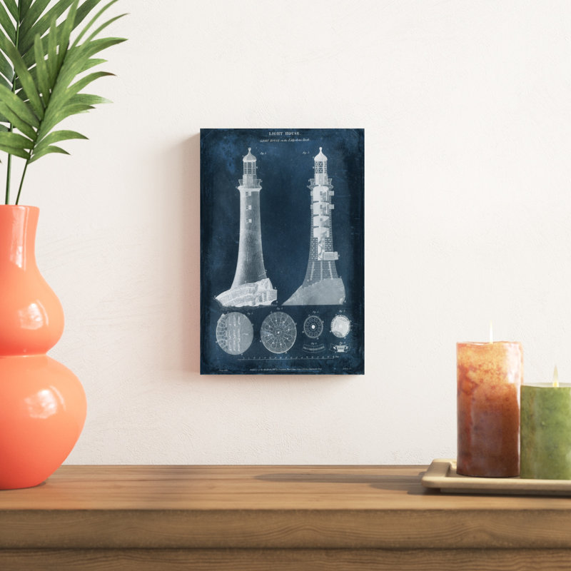 «Lighthouse Blueprint», impression sur toile, H 12 po x l 8 po, Toile tendue