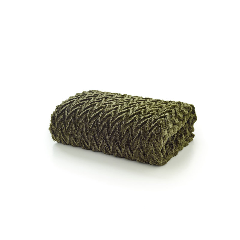 Tadcaster Luxury Soft Chevron Throw 140x180cm Warm Chevron Blanket, Green