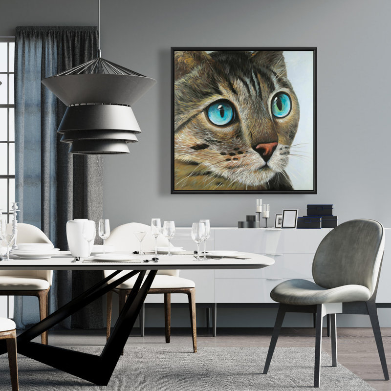 Curious Cat Portrait - Toile encadrée pour les amoureux des animaux de compagnie