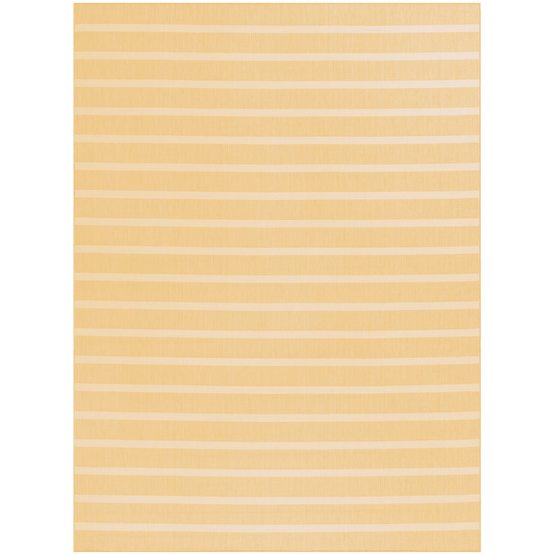 Shaila Striped Indoor / Outdoor Rug, Rectangle 9' x 12', Yellow/Ivory