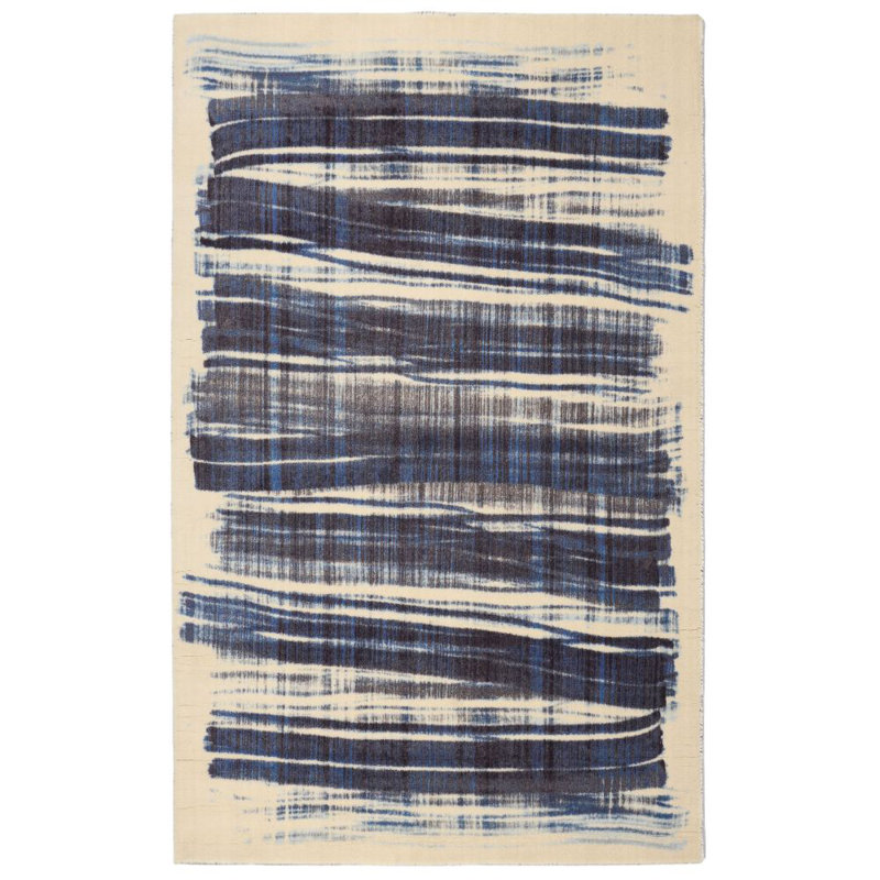 Tapis bleu marine / beige Bourge, Rectangle 7 pi 6 po x 9 pi 6 po