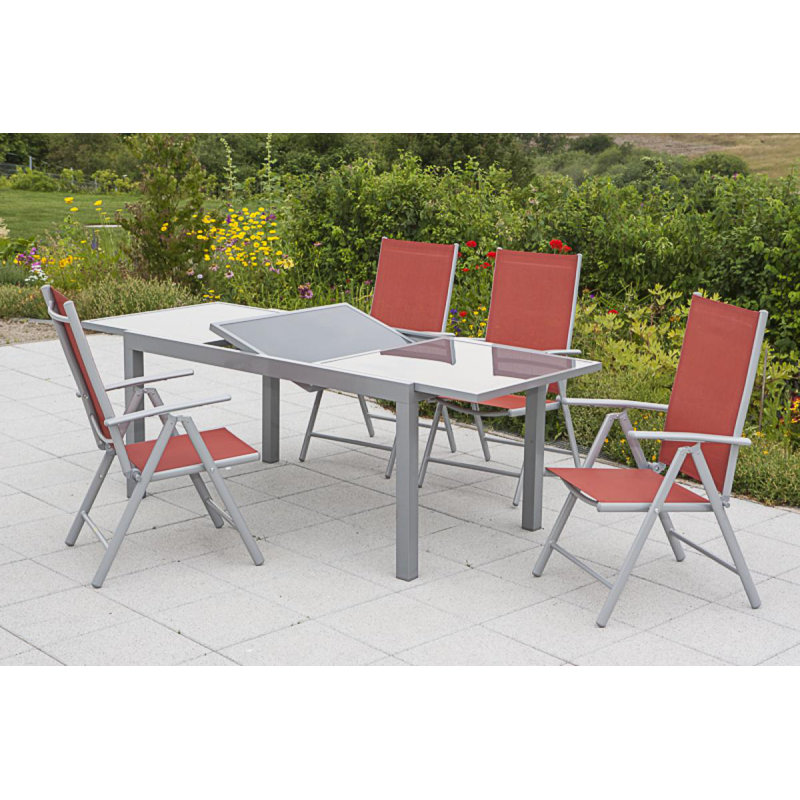 Brayton 4 - Person Patio Dining Set with Rectangular Table, Terracotta