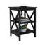 Petite table d'appoint Oxford avec finition laquée UV et support décoratif en panneau de fibres à densité moyenne noir