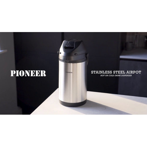 Pioneer Flasks Stainless Steel Airpot Hot Cold Water Tea Coffee Dispenser  Conference Event Flask, Satin Finish, 5 litres