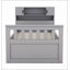 Structure de lit plateforme simple avec bibliothèques et tablettes de rangement, quatre tiroirs, gris-497355463