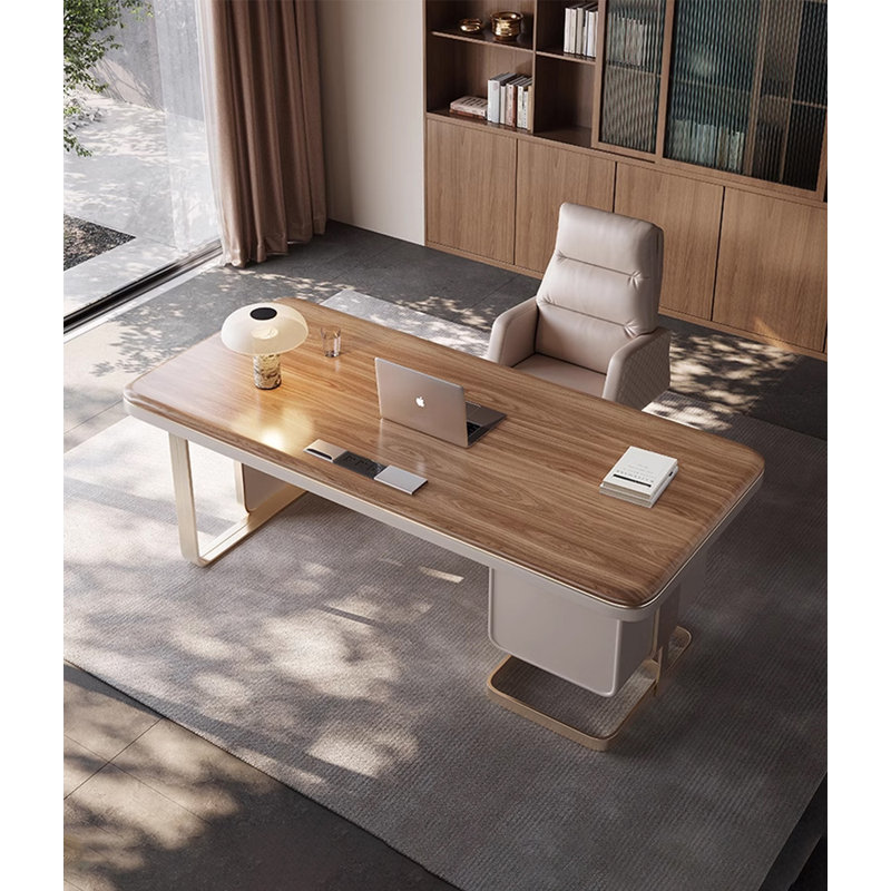 Bureau de luxe en bois massif clair, H 29,53 po x l 78,74 po x P 27,56 po