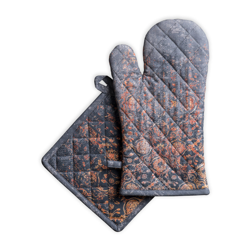 Maison D' Hermine Floral Cotton Potholder & Oven Mitt Set