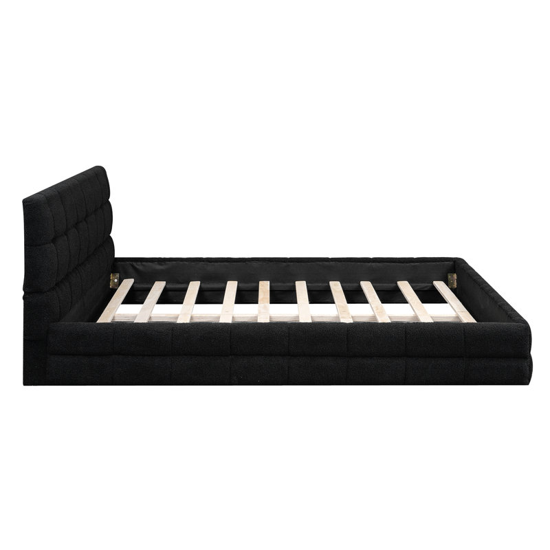 Lit plateforme en tissu d'ameublement, Noir, noir, noir, noir
