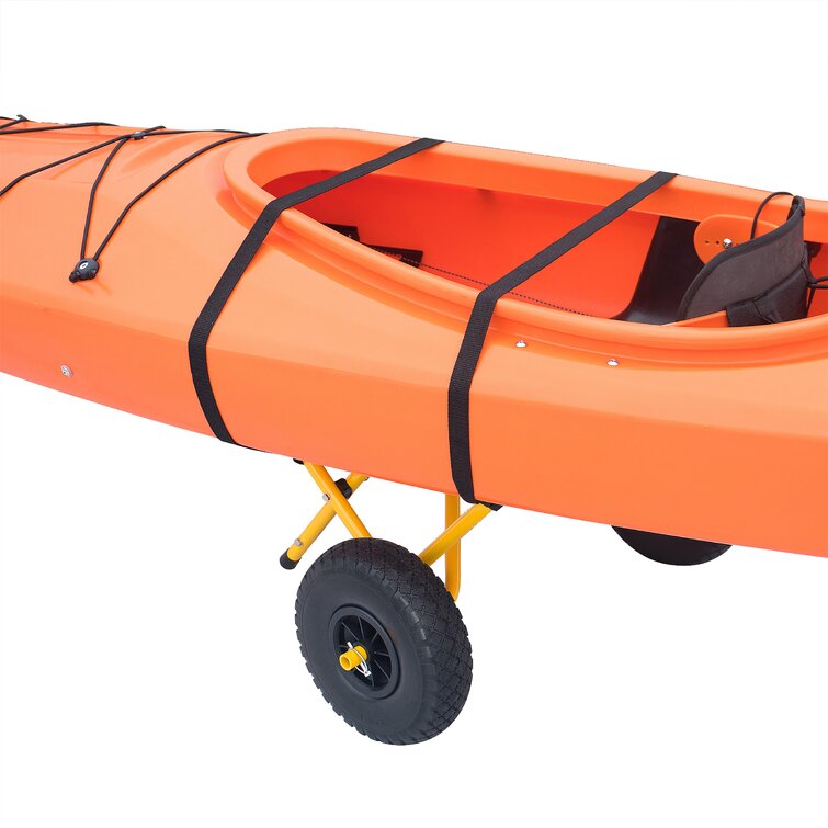 Bonnlo Kayak Car Foldable Aluminum Kayak Trailer with 10'' Solid Tires,  Universal Kayak Wheels Kayak Cart Dolly for Kayak, Canoe, Paddle Board,  Boat