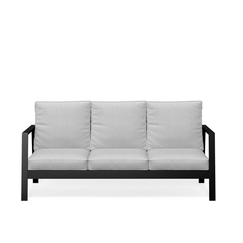 75" All-Weather Aluminum 3-Seat Patio Sofa With Thick Light Gray Cushions & Black Frame (Only Including Patio Dining Chair)