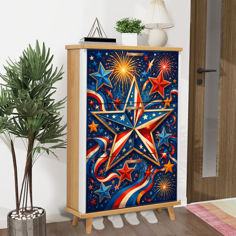 Armoire de rangement pour chaussures avec 3 tiroirs rabattables pour organisateur de rangement pour chaussures Patriotic