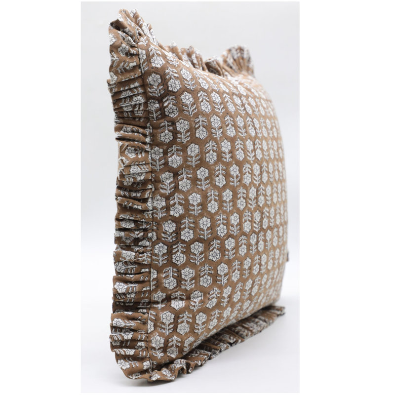 Housse de coussin en coton rustique à motif floral Fab divine pour décoration intérieure confortable - Tulsi Buti, Carré
