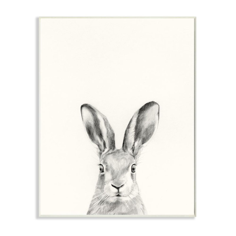«Bunny Rabbit Portrait» par Victoria Borges - reproduction de dessin, Plaque de bois, H 19 po x l 13 po