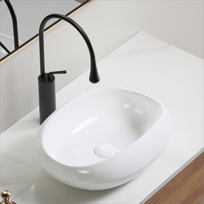 Oval Ceramic Vessel Sink For Small Countertops