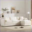 Canapé modulaire, canapé en chenille modulaire en L de 103,5 po avec assise profonde Repose-pieds pour salon | Chenille | Crème-994021546