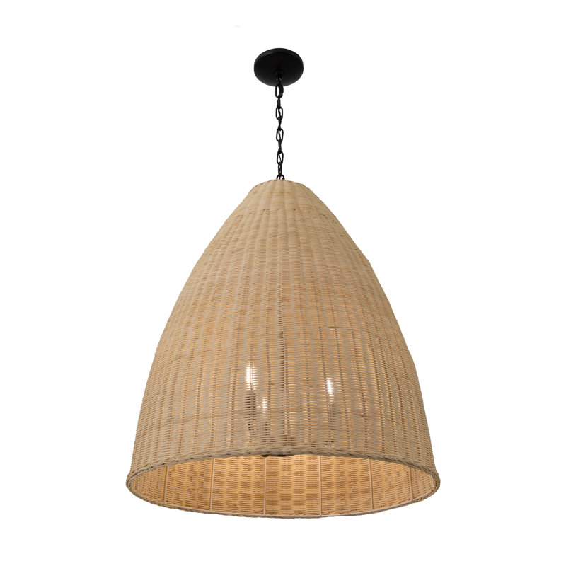 Grand luminaire suspendu en rotin 3 lumières