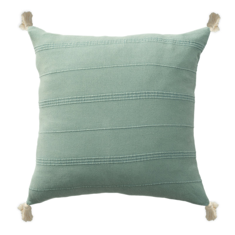 Danica Farmhouse Striped 100% Turkish Cotton Throw Pillow, Green, Polyester/Polyfill