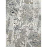 Abstract Area Rug in Gray/White