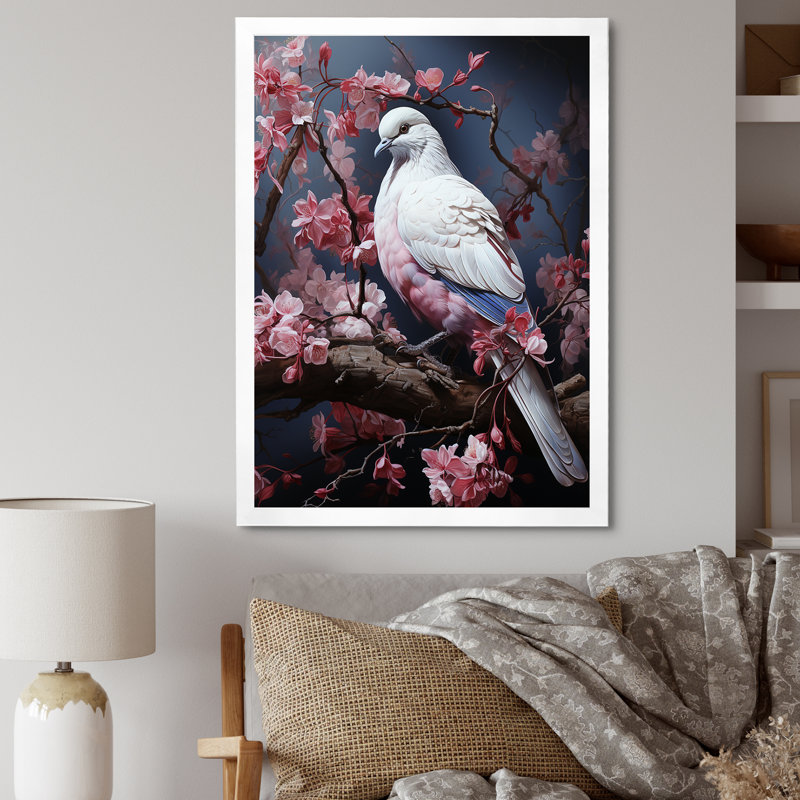 Dove Reverie II - Dove, art mural, H 32 po x l 24 po x P 1 po, Cadre simple blanc