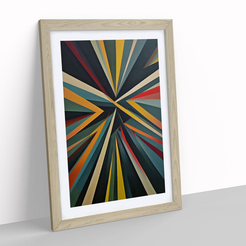 Powerful Abstract Art - Wall Art, 48cm H x 36cm W, Oak Framed, White
