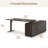 Reversible L-Shaped Electric Standing Desk with Storage Cabinet, Charging Station, File Drawers, Memory Presets, Dark Wood Finish