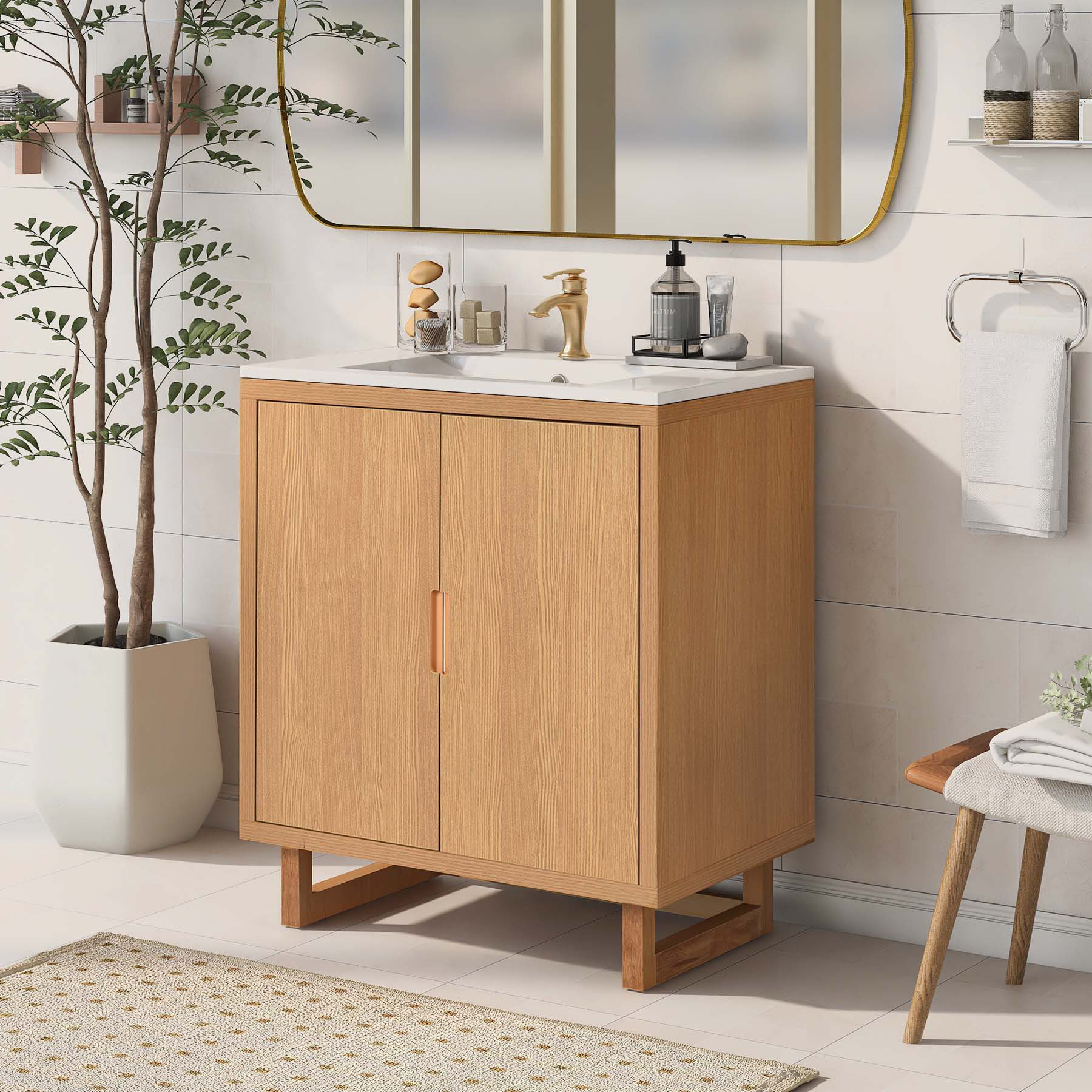 Ebern Designs Nurbek 29.5'' Single Bathroom Vanity with Resin Top | Wayfair