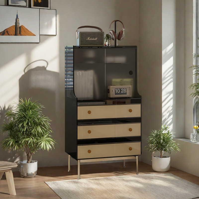 Armoire de rangement moderne et moderne, Noir