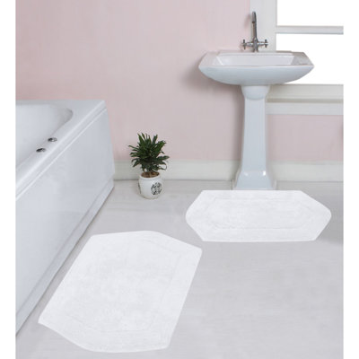 Morissette 100% Cotton Bath Rug, Non-slip, Absorbent, Machine Washable, Quick Dry 2 PCs set (21x34 / 24x40)