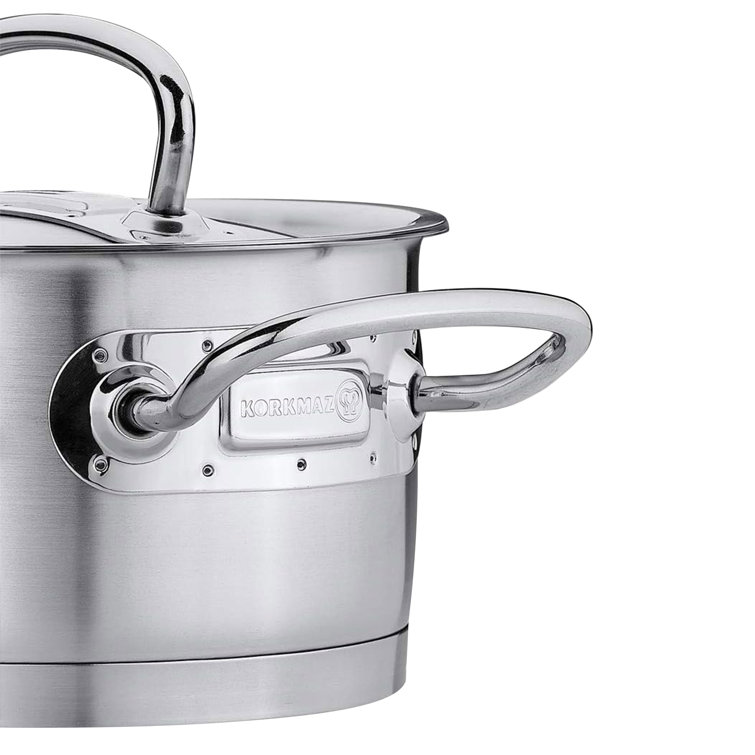 Korkmaz Stainless Steel Dutch Oven with Lid 7 Quart