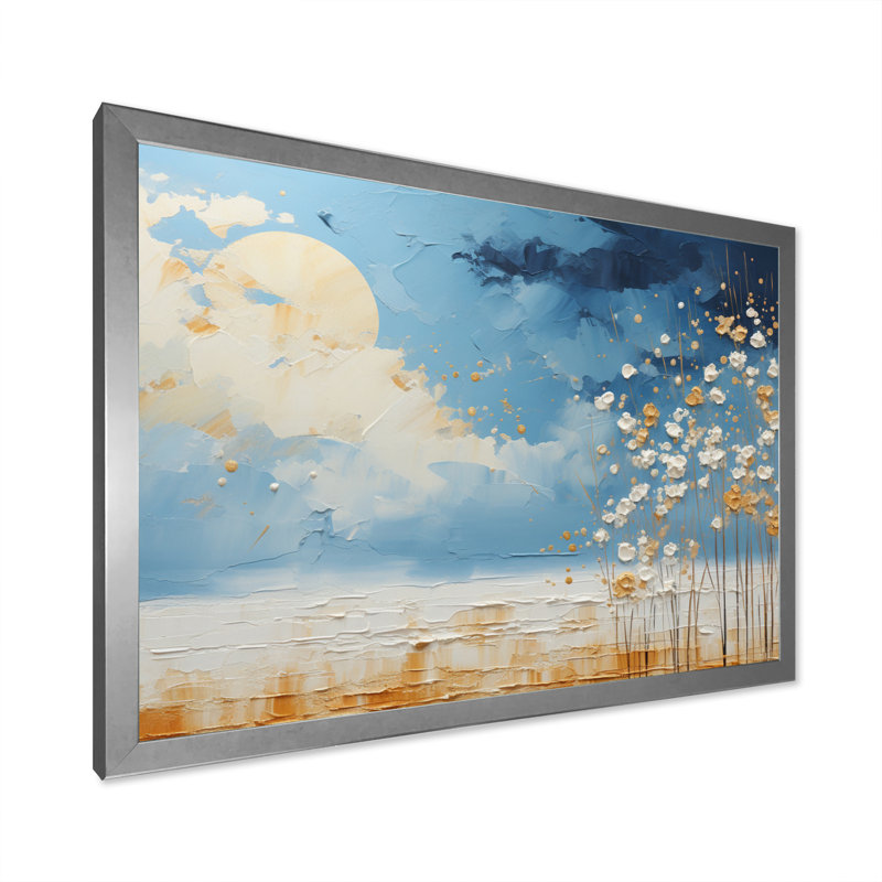Nuage de prairies collages - impression, Cadre photo argenté, H 16 po x l 32 po x P 1 po