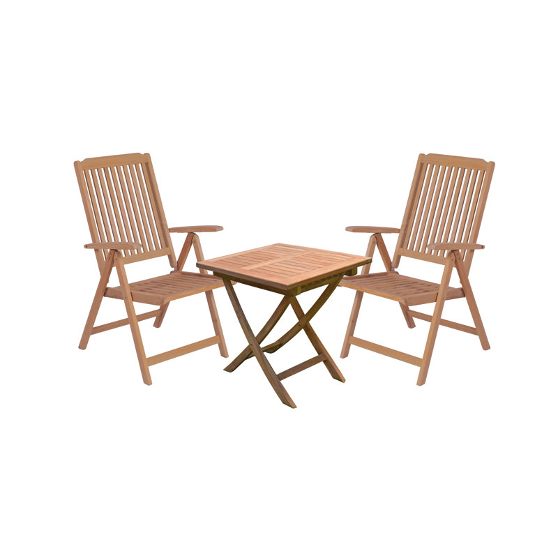 Amannda 2 - Person Teak Wood Patio Dining Set with Square Table