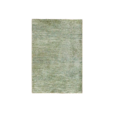 2 pi x 3 pi brun ombre, luxuriant et moelleux, échantillon, motif d'herbe moderne, ton sur ton, noué à la main, laine avec touche de soie, tapis oriental